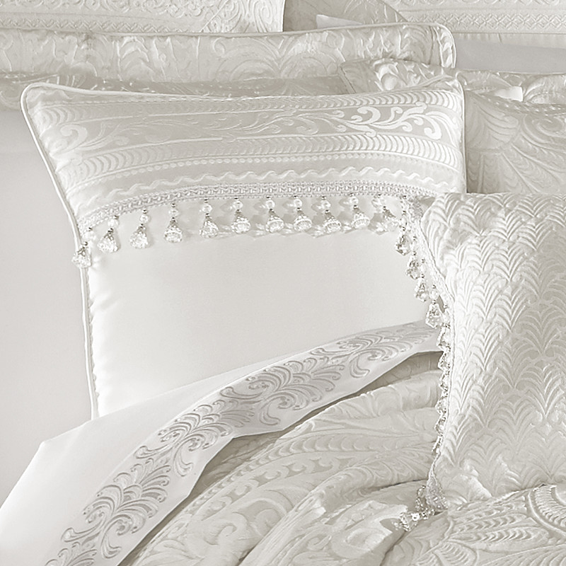 White 18inch Square Embellished Decorative Throw Pillow