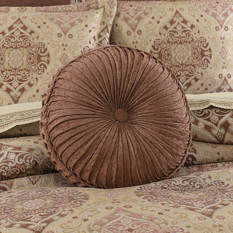Terracotta Tufted Round Decorative Throw Pillow