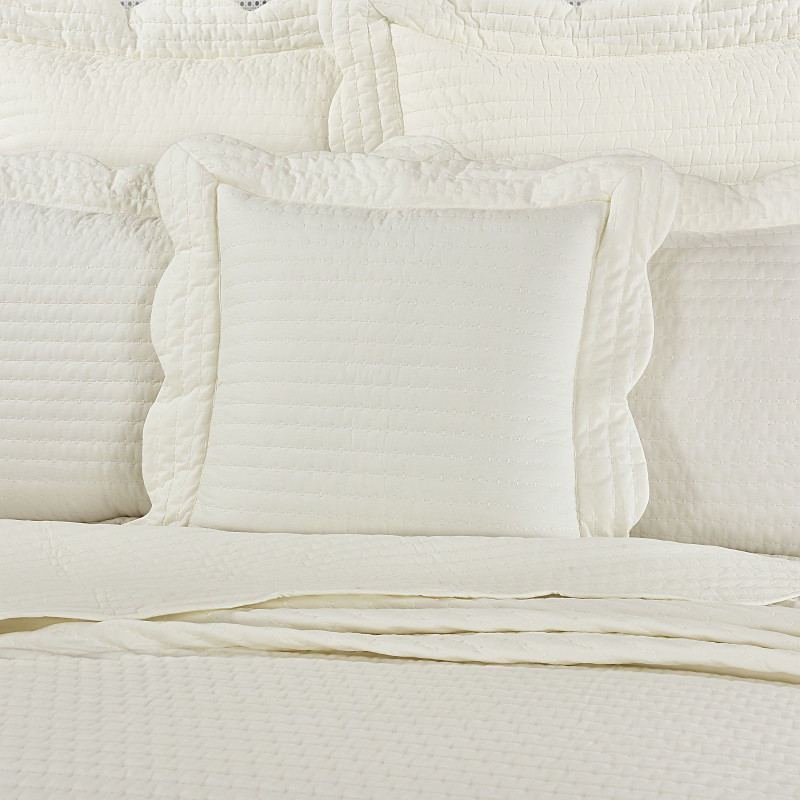 Cream 20inch Square Quilted Decorative Throw Pillow