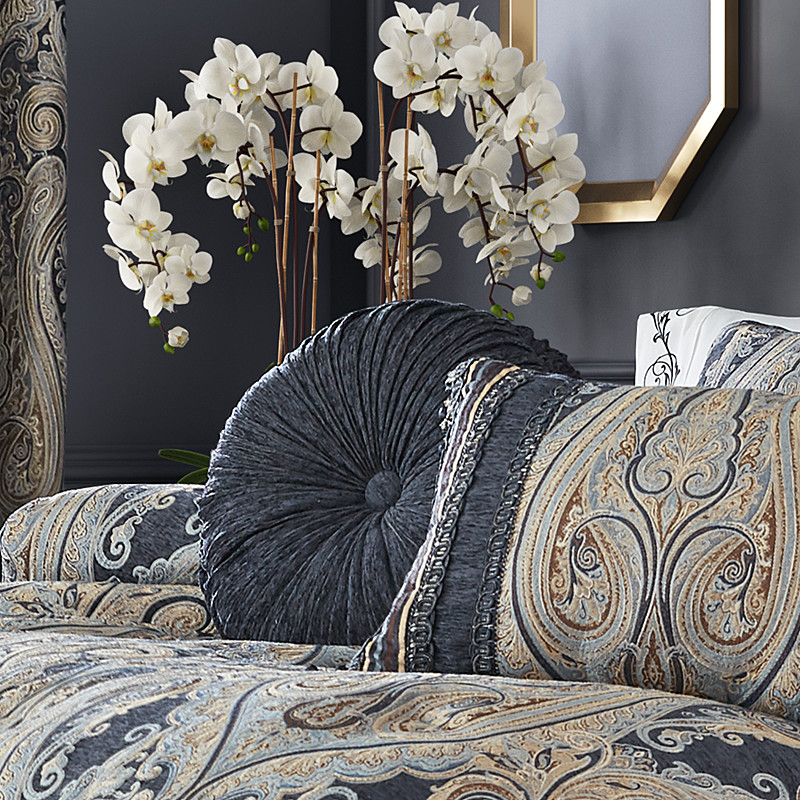Indigo Tufted Round Decorative Throw Pillow