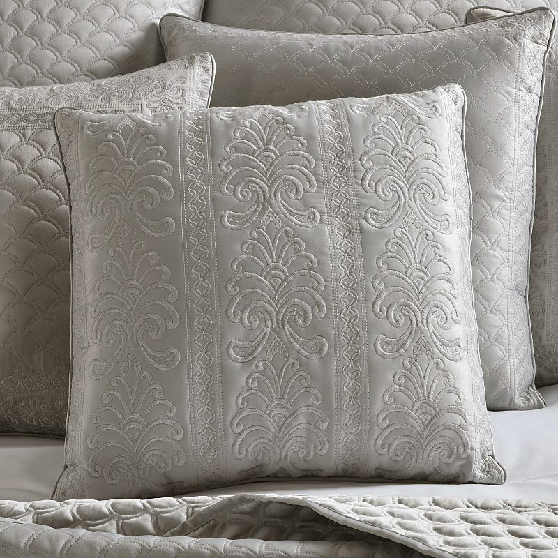 Silver 18inch Square Decorative Throw Pillow