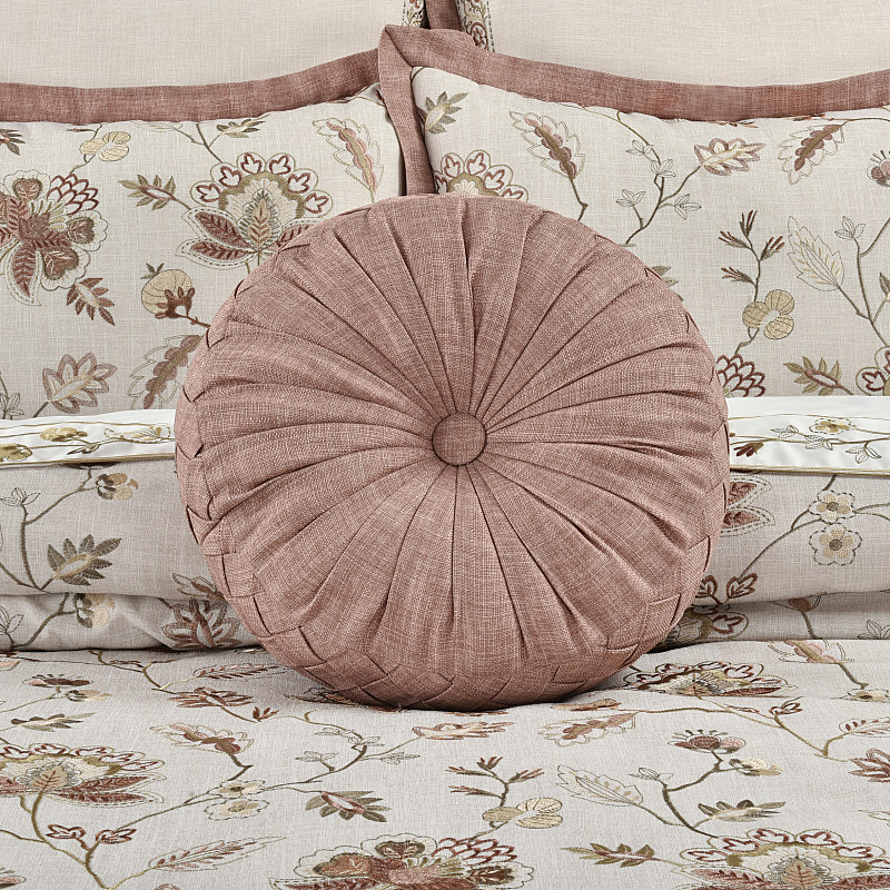 Dusty Rose Tufted Round Decorative Throw Pillow