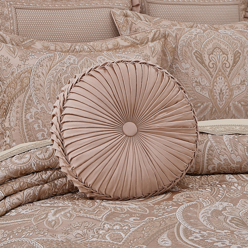 Blush Tufted Round Decorative Throw Pillow