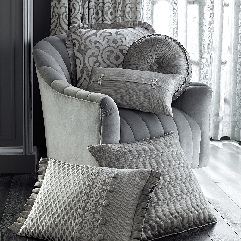 Silver 20inch Square Decorative Throw Pillow