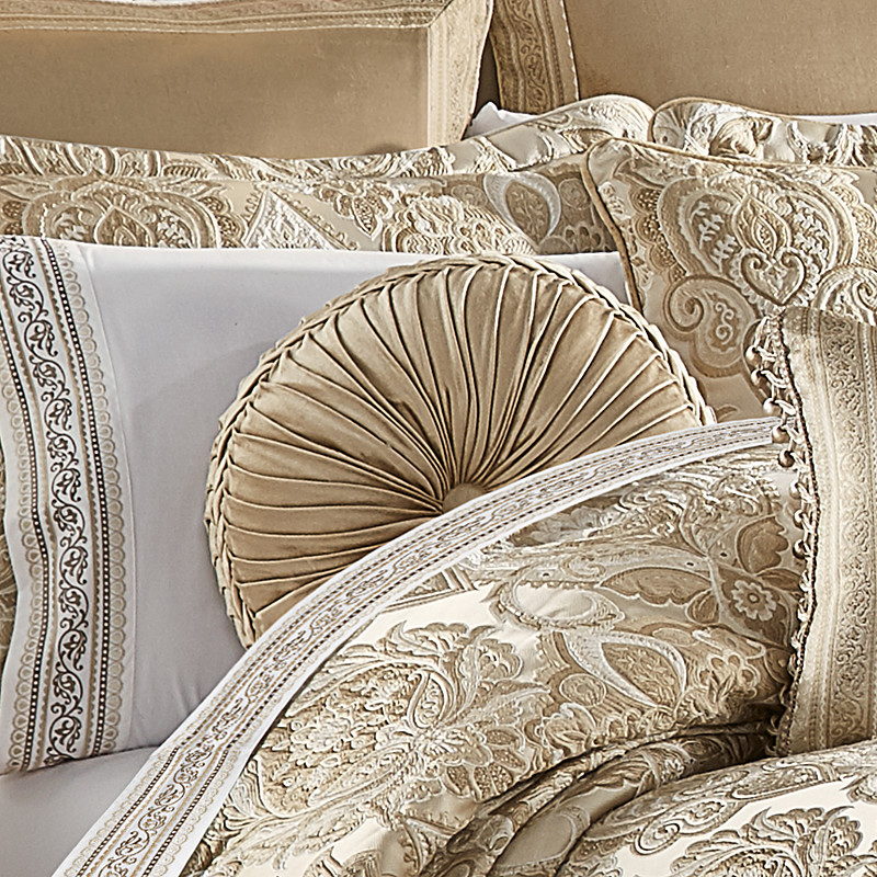 Beige Tufted Round Decorative Throw Pillow