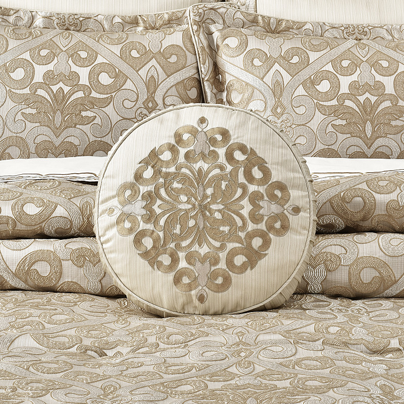 Gold Round Decorative Throw Pillow