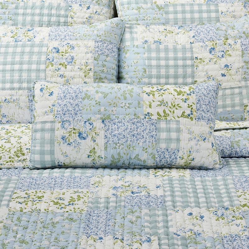 Blue Quilted Boudoir Decorative Throw Pillow