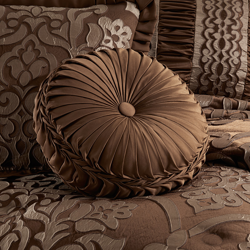 Copper Tufted Round Decorative Throw Pillow
