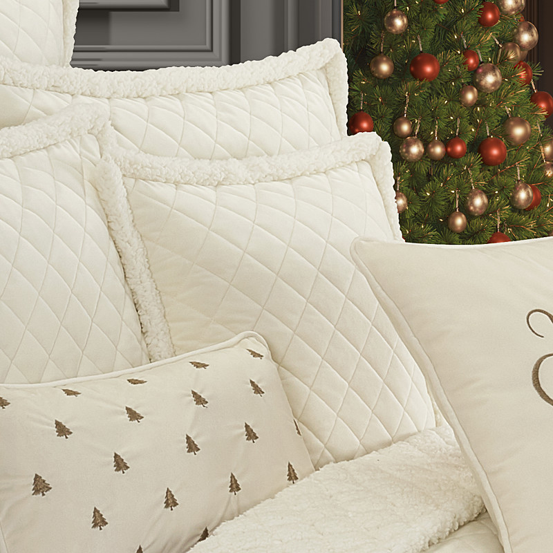 Winter White 18inch Square Quilted Decorative Throw Pillow