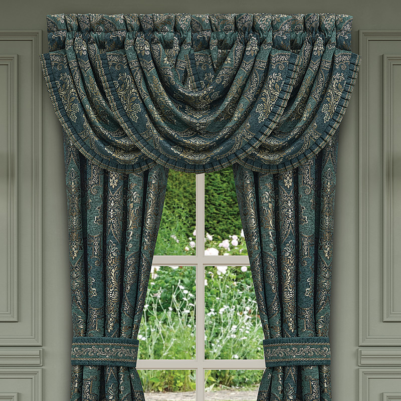 Teal Window Waterfall Valance