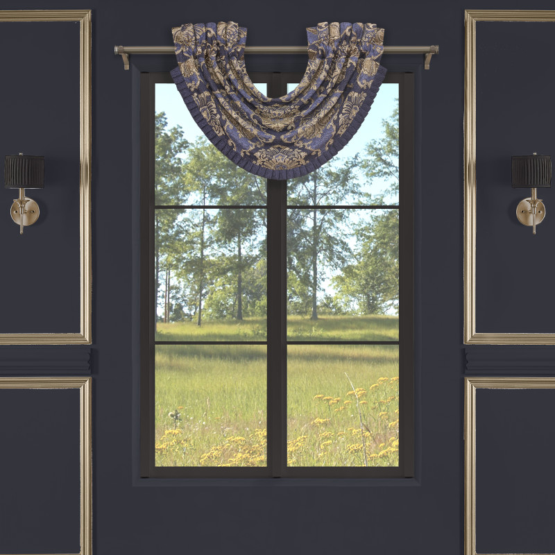 Indigo Window Waterfall Valance
