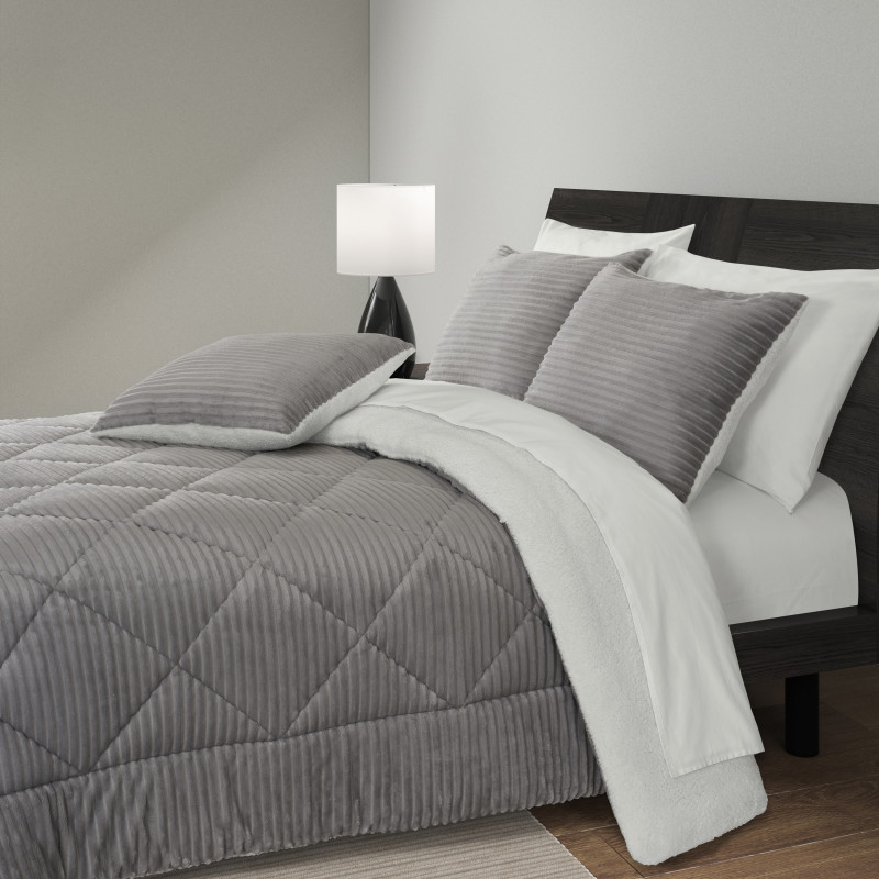 Light Grey Full/Queen 3Pc. Comforter Set