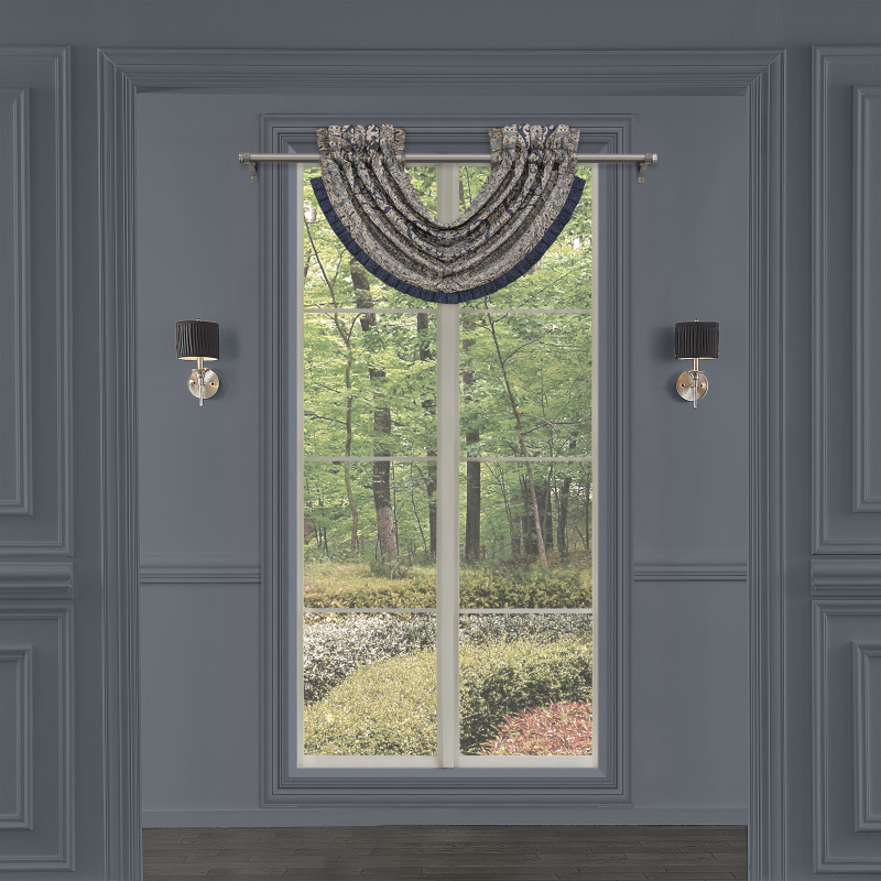 Navy Window Waterfall Valance