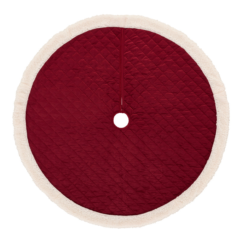 Crimson Quilted Christmas Tree Skirt