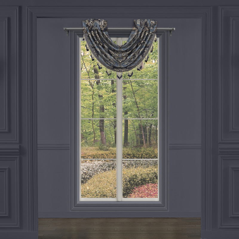 Indigo Window Waterfall Valance