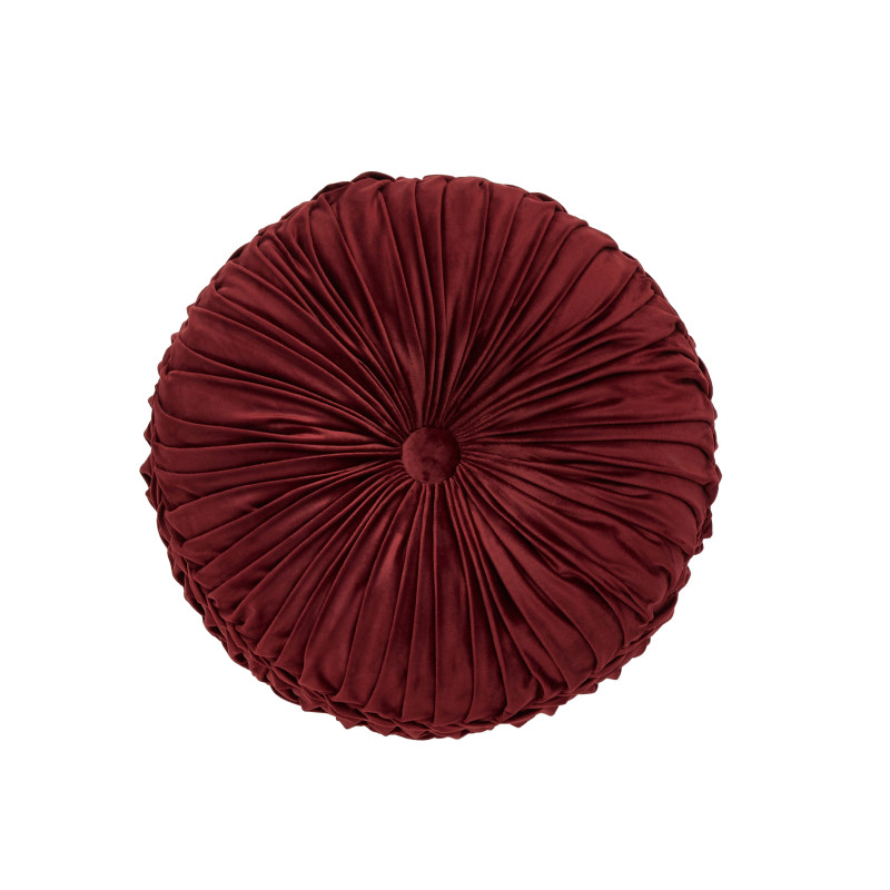 Crimson Tufted Round Decorative Throw Pillow