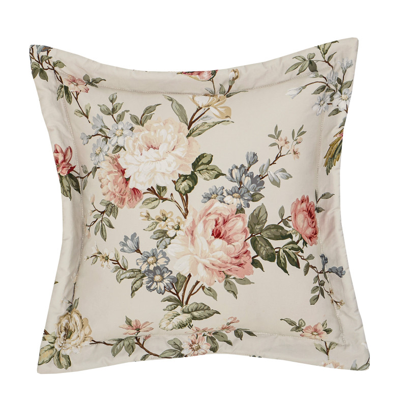 Ivory 18inch Square Quilted Decorative Throw Pillow