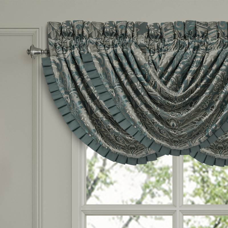 Teal Window Waterfall Valance