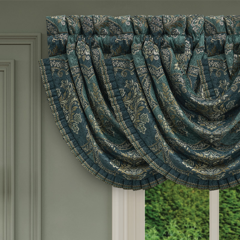 Teal Window Waterfall Valance