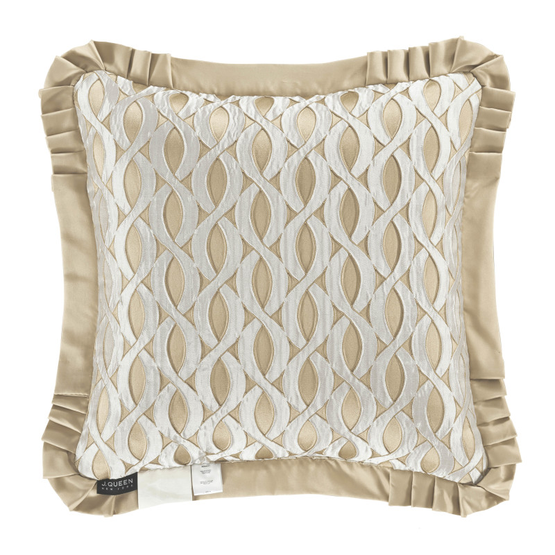 Gold 20inch Square Embellished Decorative Throw Pillow