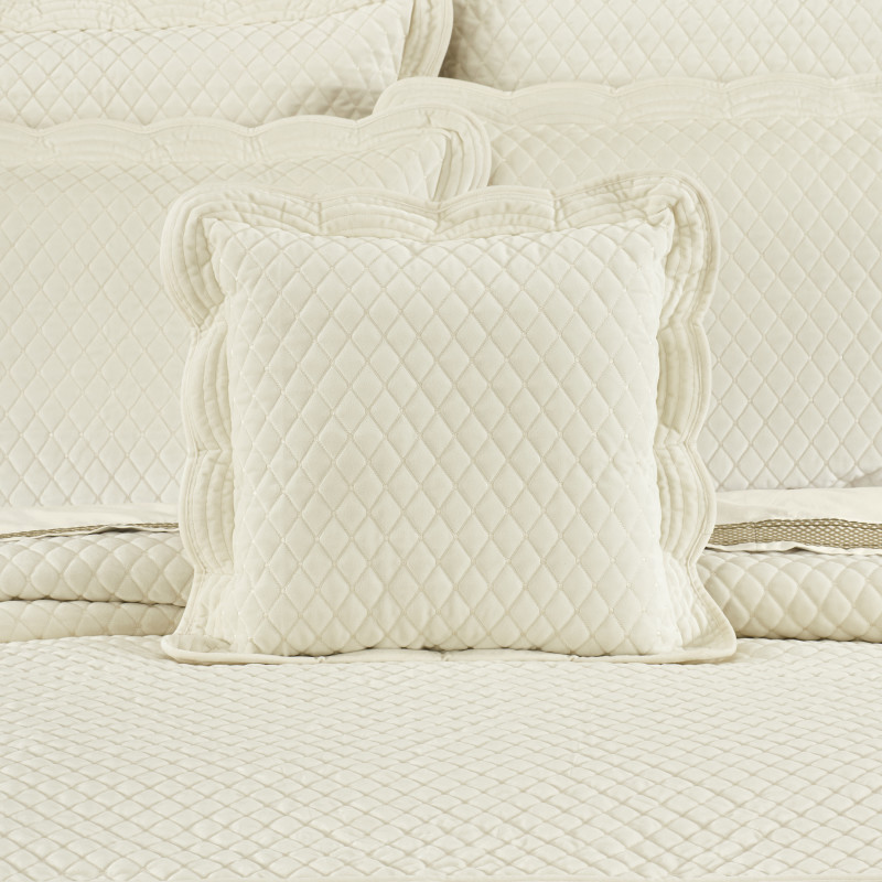 Winter White 18inch Square Quilted Decorative Throw Pillow