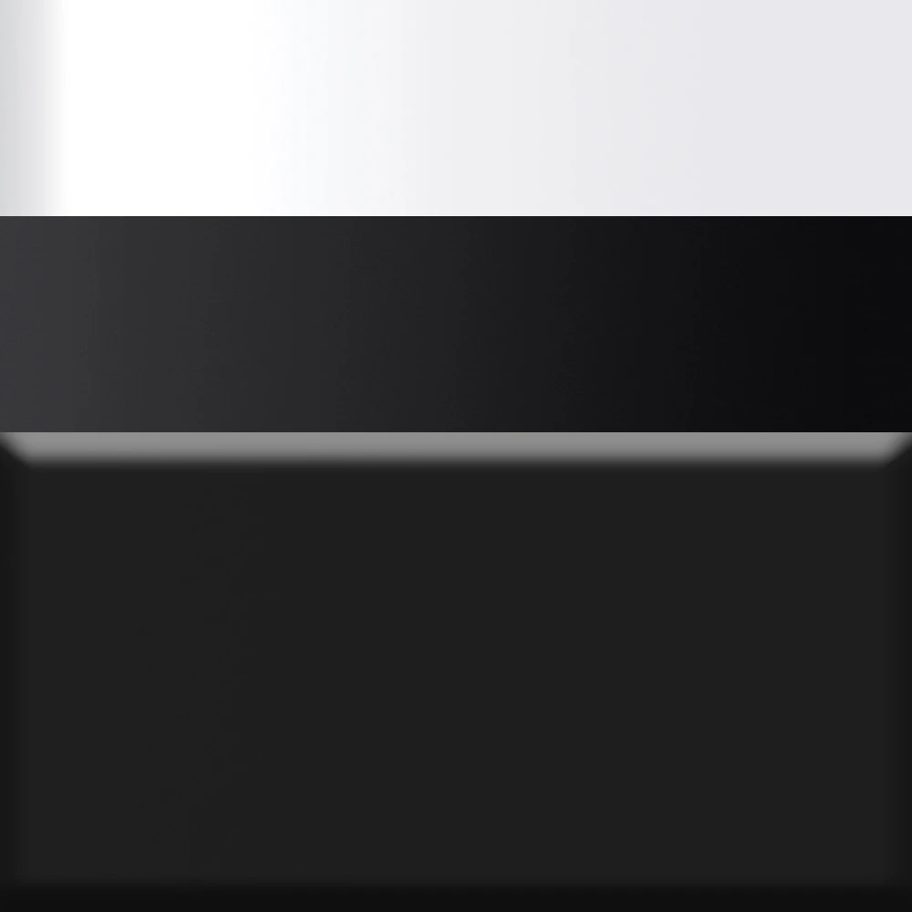 Black with Shiny White Trim and Matte Black Faucet