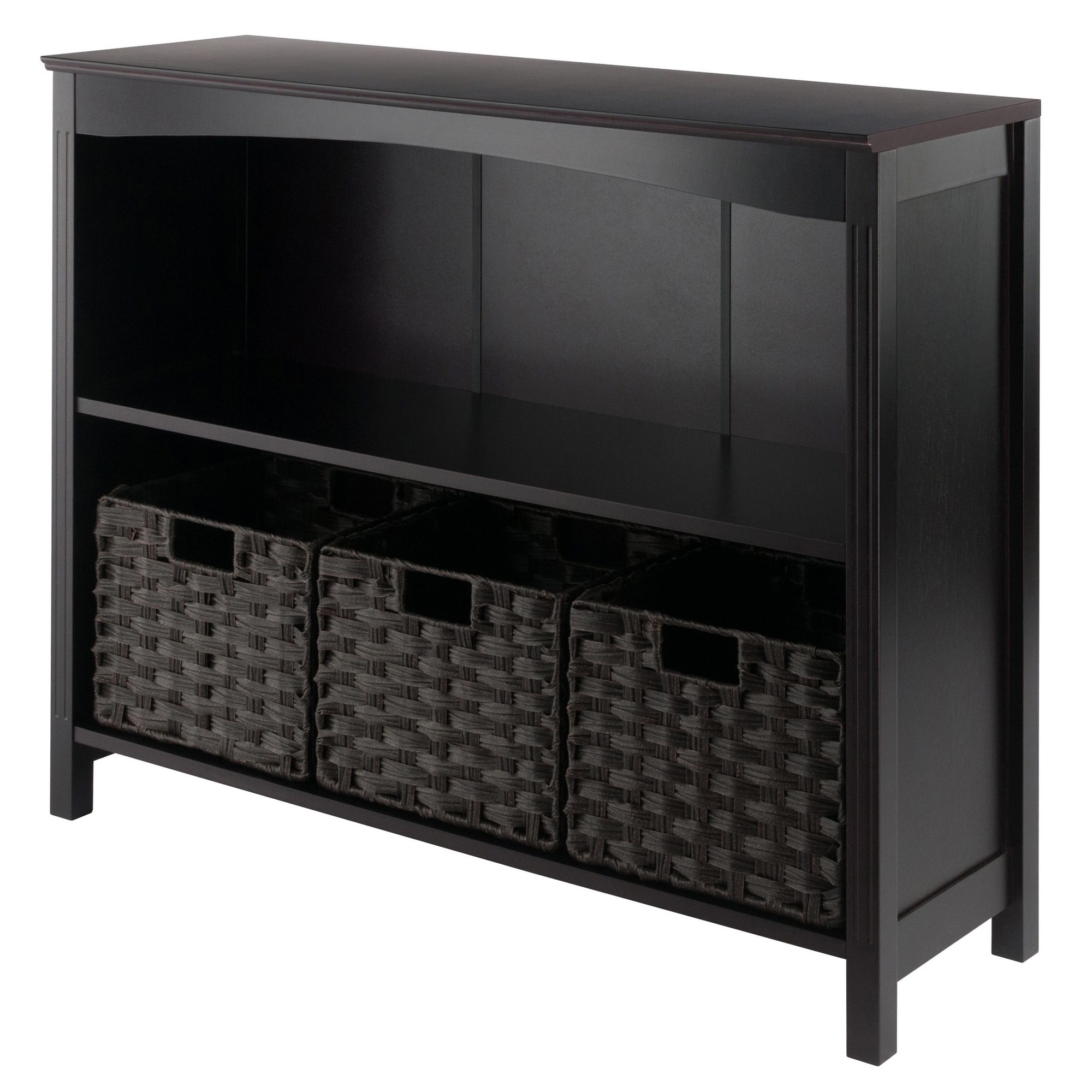 Terrace 4-Pc Storage Shelf with 3 Foldable Woven Baskets, Walnut and ...