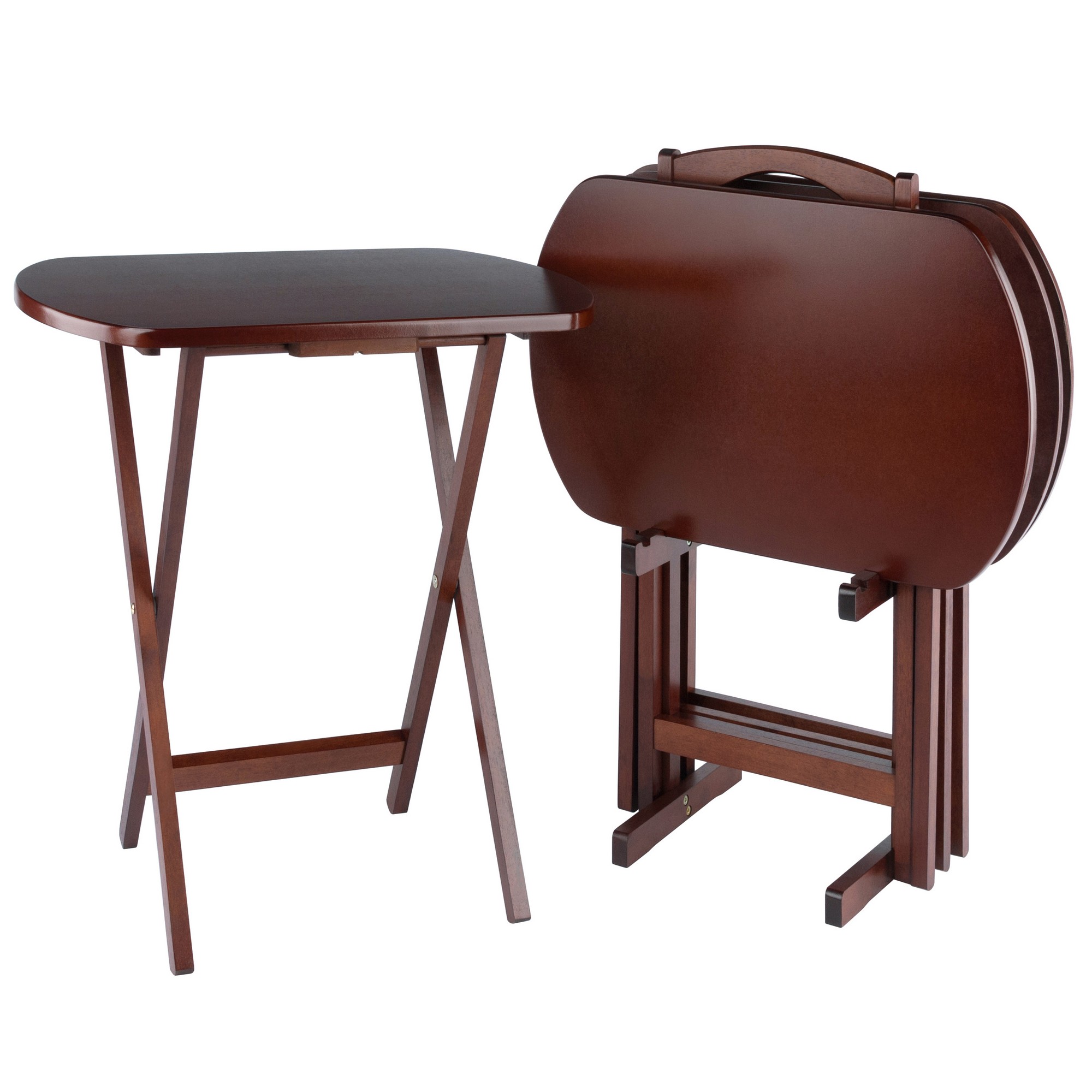 Corbett 5-Pc Oversized Snack Table Set, Walnut - Winsome Wood