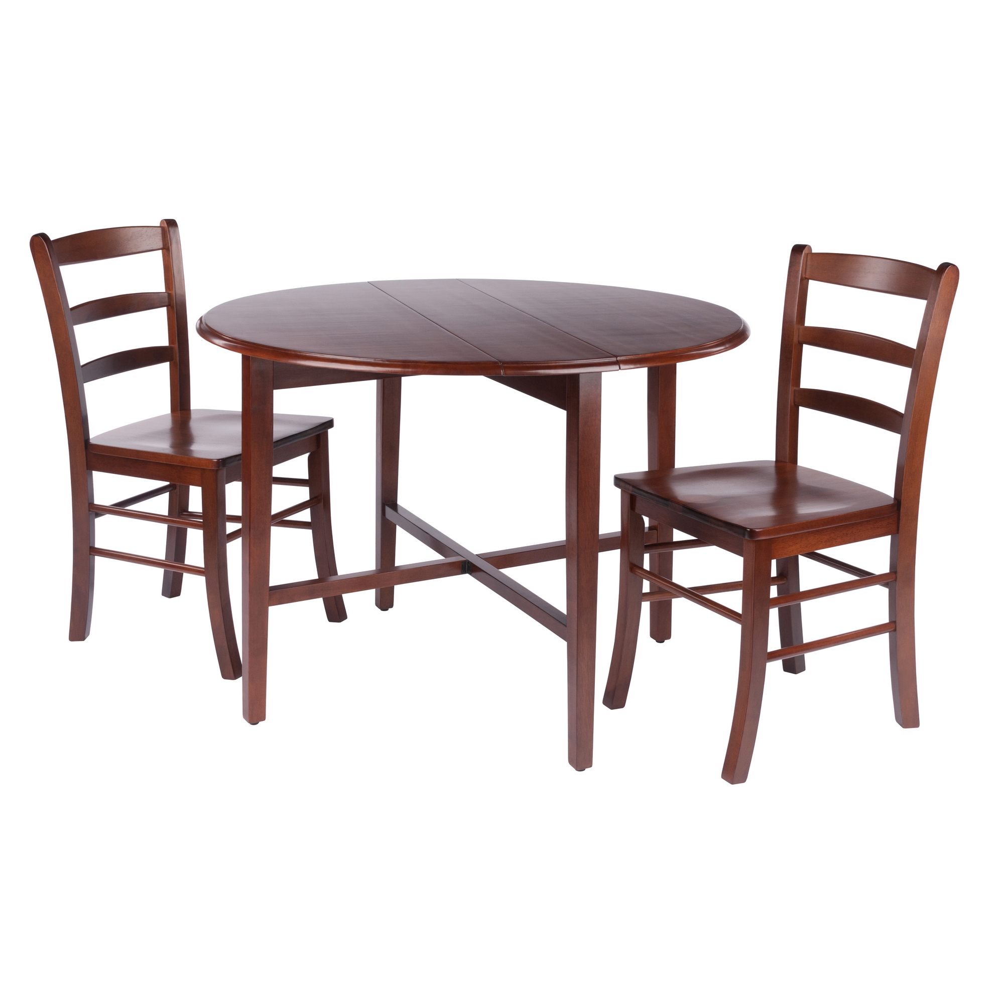 Lay Back Table Hannah 3-Pc Drop Leaf Table with Ladder-back Chairs, Walnut - Winsome Wood