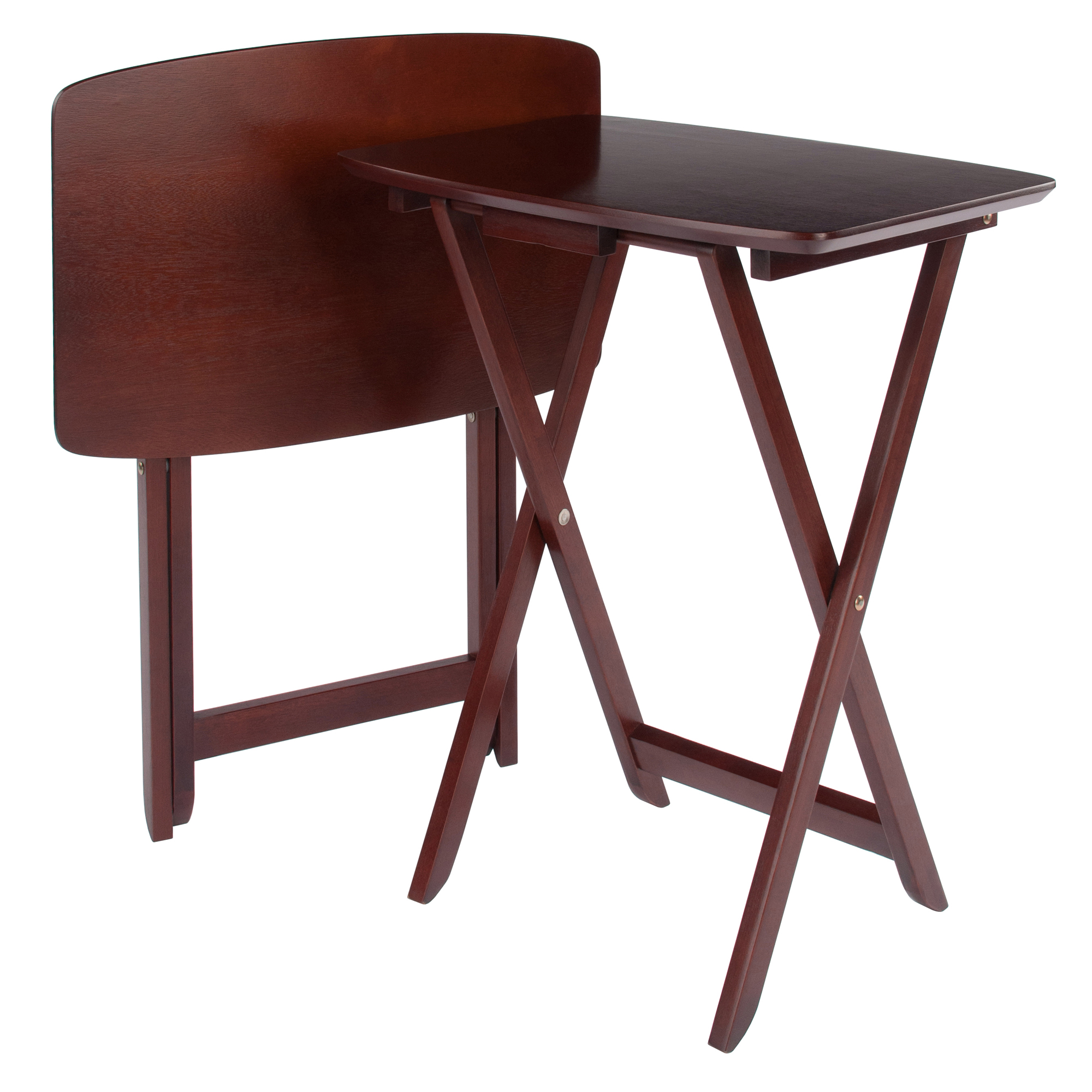 Darlene 2-Pc Snack Tables, Walnut - Winsome Wood