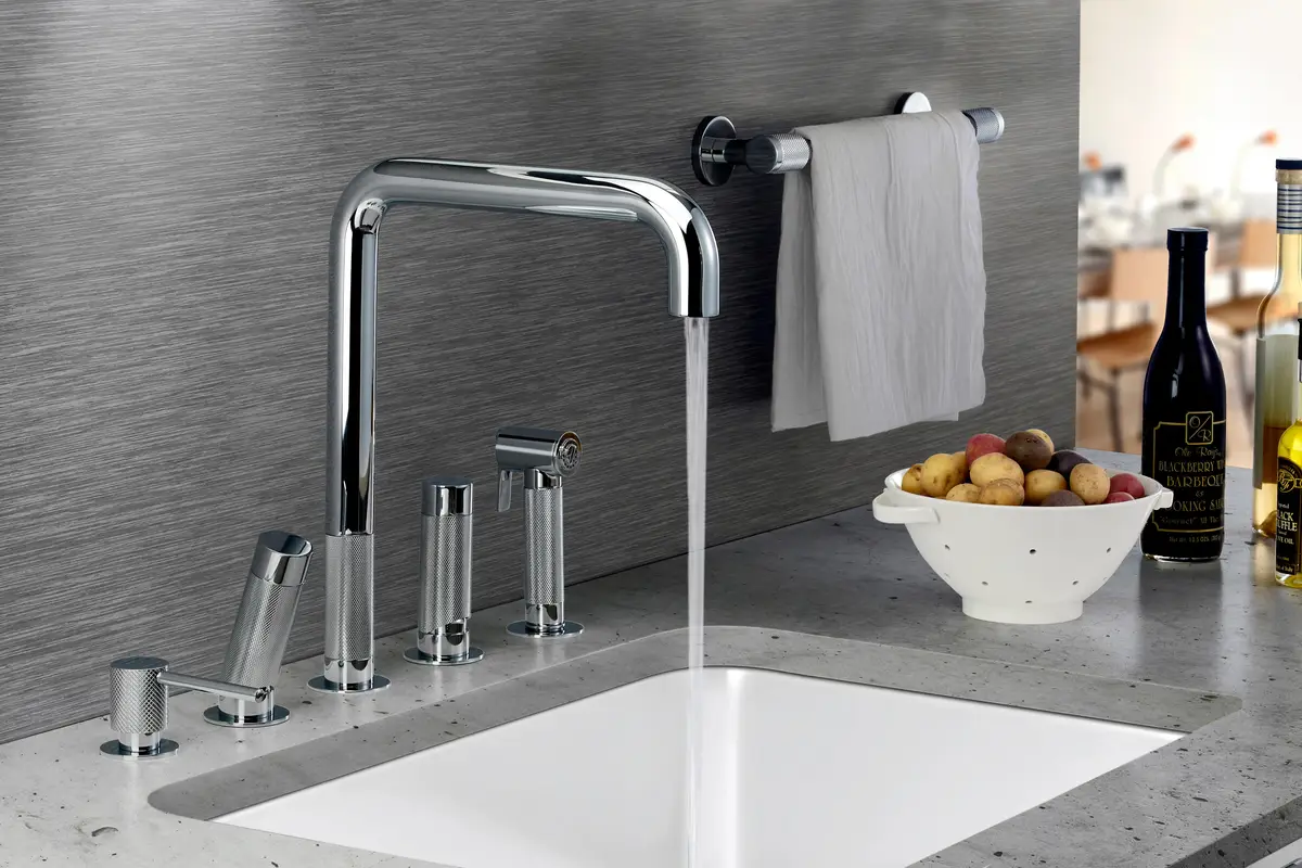 Fresh running water at a kitchen sink