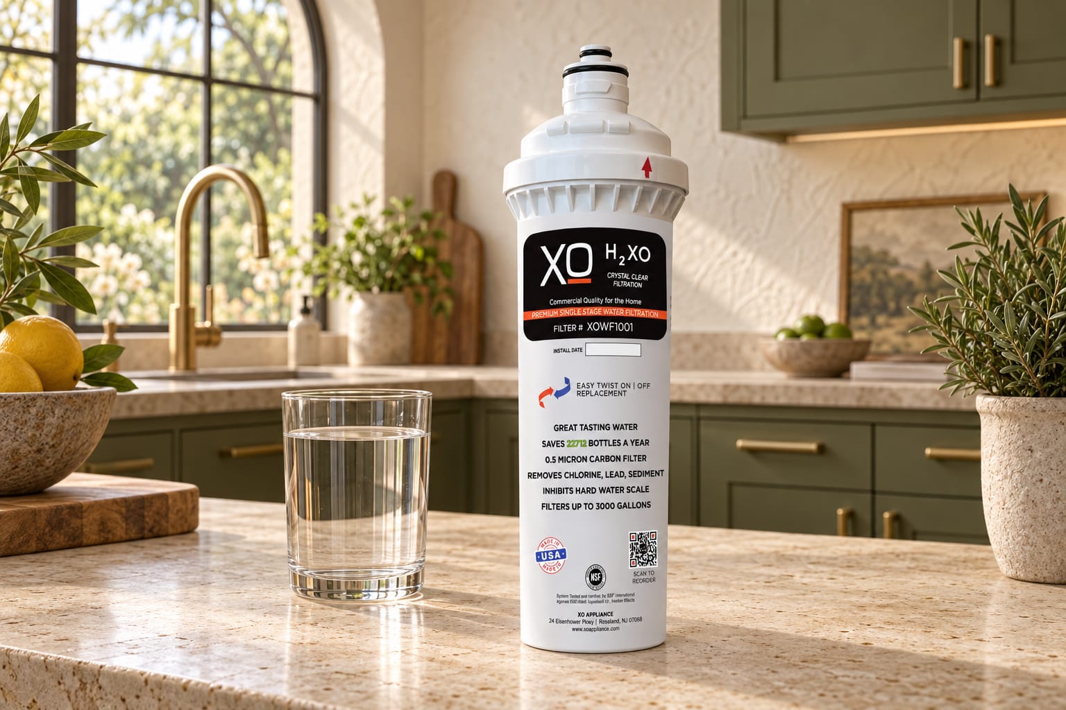 XO XOWF1001 water filtration in a kitchen