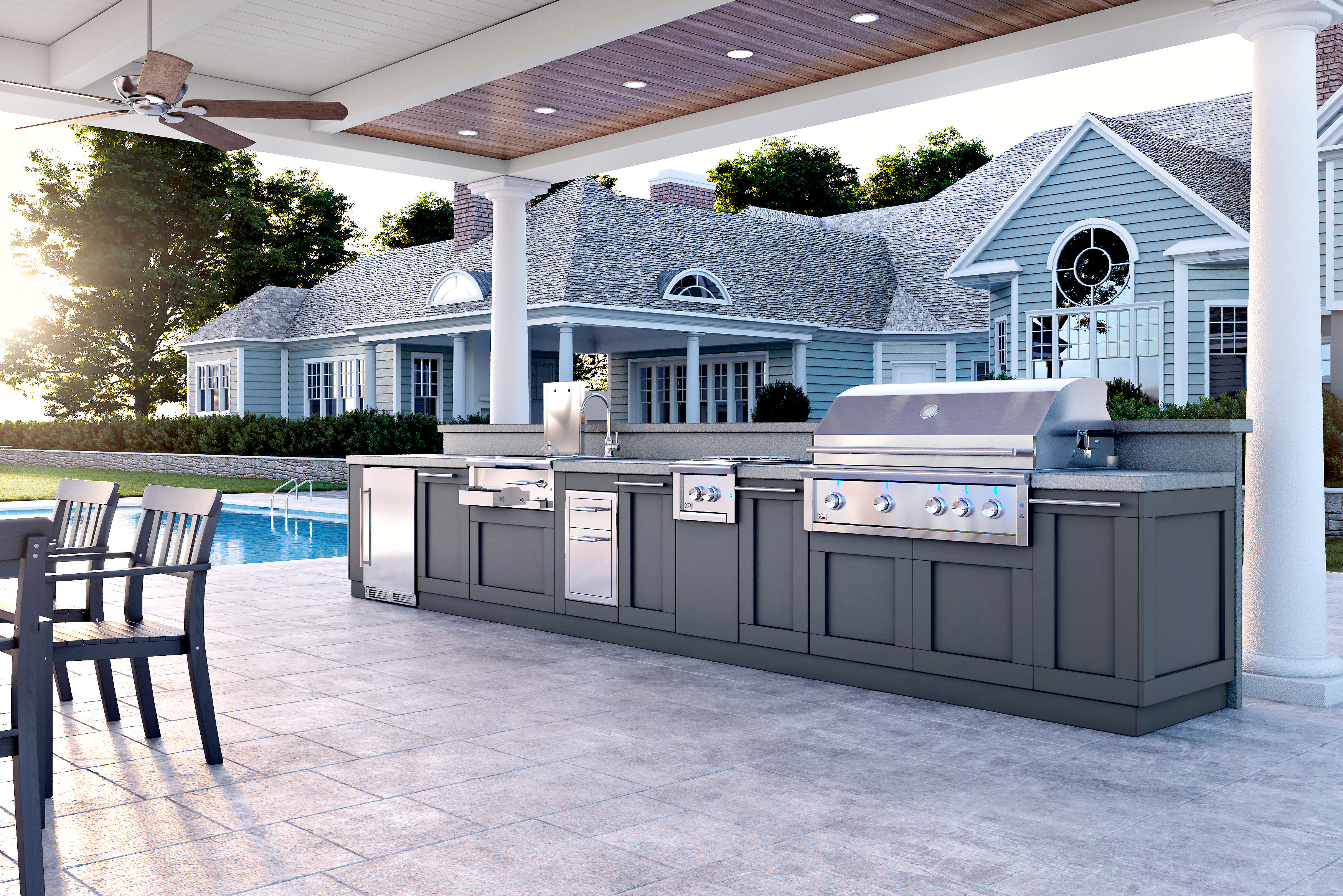 XO outdoor kitchen in the Hamptons by day