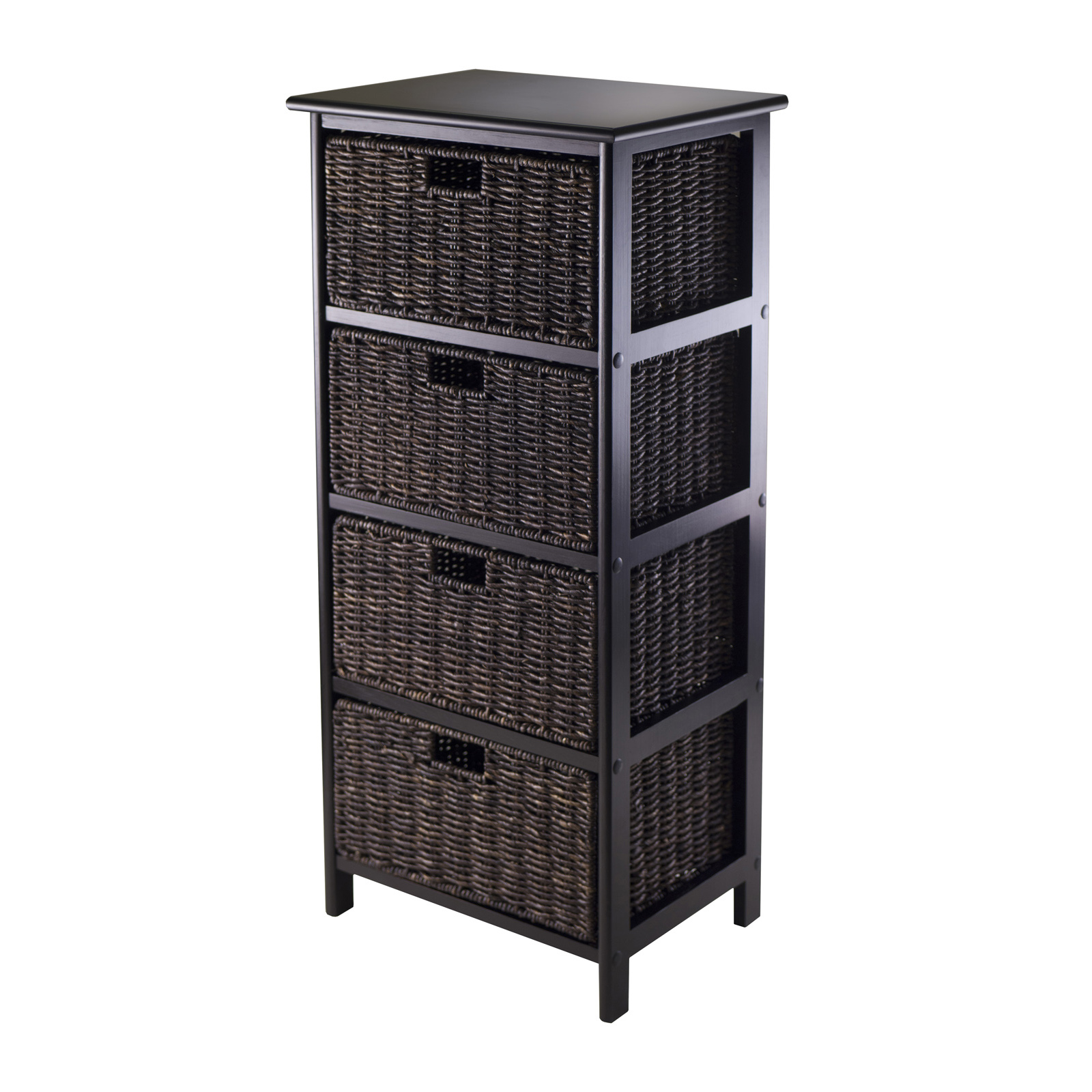 Maize Racks Omaha Storage Rack with 4 Foldable Corn Husk Baskets, Black and ...