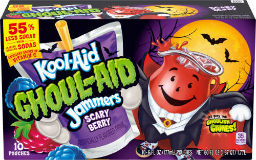 Kool-Aid Jammers Ghoul-Aid Scary Berry Flavored Drink 60 fl oz Box (10-6 fl oz Pouches)