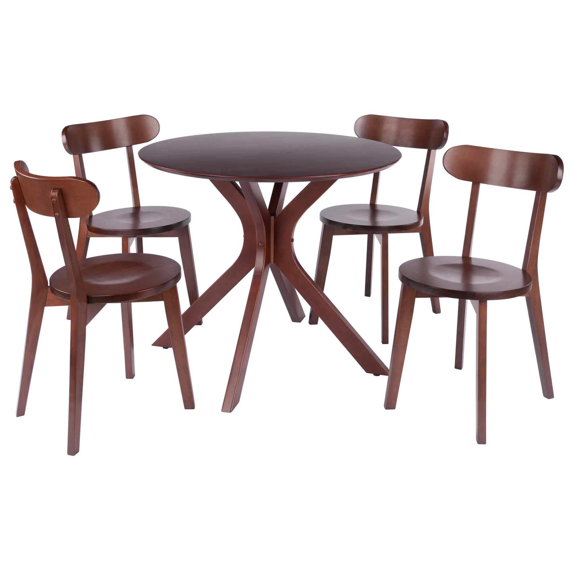 Sprayed Leg Table Lexa Dining Table with Splayed Legs, Walnut Finish with 4 Pauline ...