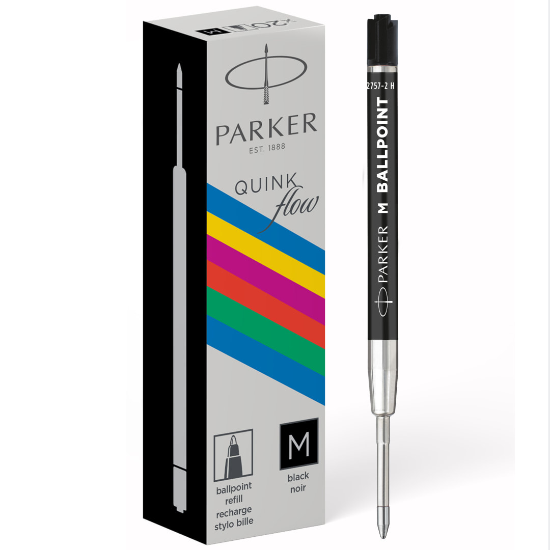 Parker Recambios de tinta para bolígrafos | punta mediana | tinta negra | paquete de 20
