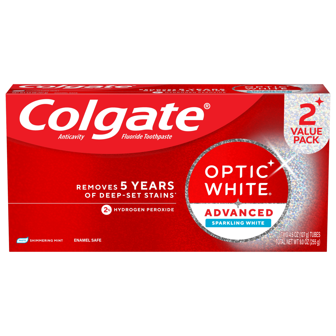 Colgate Optic White Advanced Sparkling White Toothpaste with 2% Hydrogen Peroxide, 2 Pack, 4.5 OZ