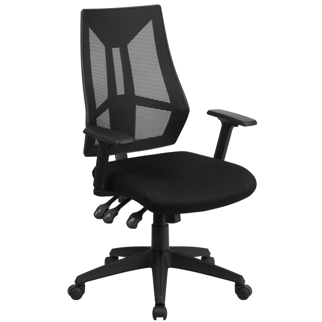 Ivan High Back Black Mesh Multifunction Swivel Ergonomic Task Office Chair with Adjustable Arms