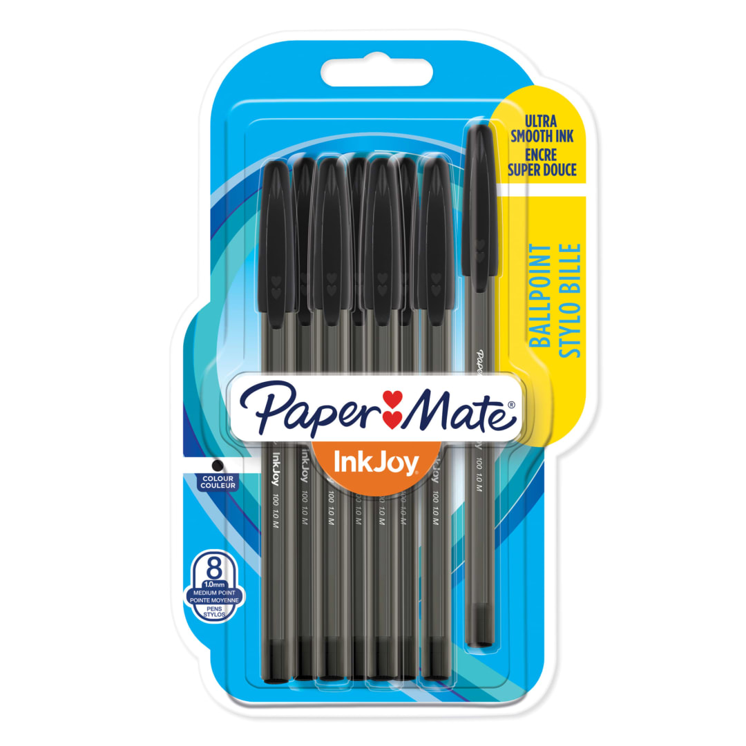 Paper Mate® InkJoy® 100ST Ballpoint Pens | Medium Point (1.0mm) | Black | 8 Count