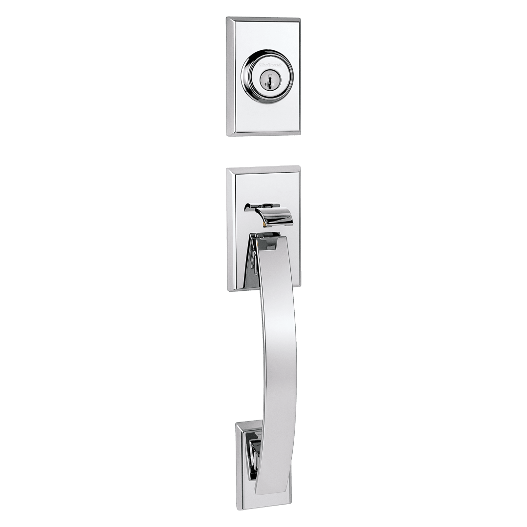 Tavaris Single Cylinder Exterior Only Handleset featuring SmartKey Security™ in Satin Chrome