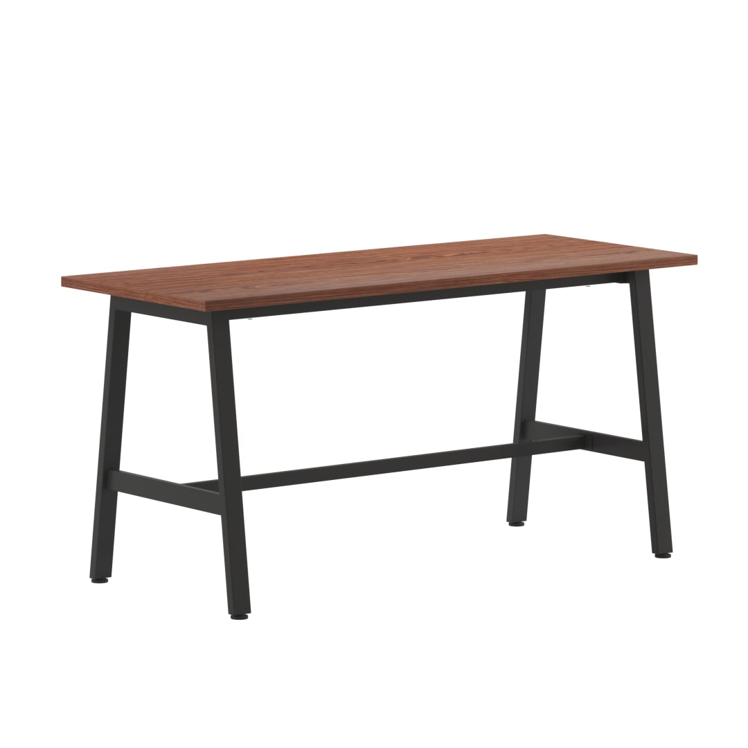 Redmond Commercial 60x24 Collaborative Table Desk, 1" Thick Double Sided Laminate Table Top with PVC Edging, Heavy Duty A-Frame Steel Base, Walnut
