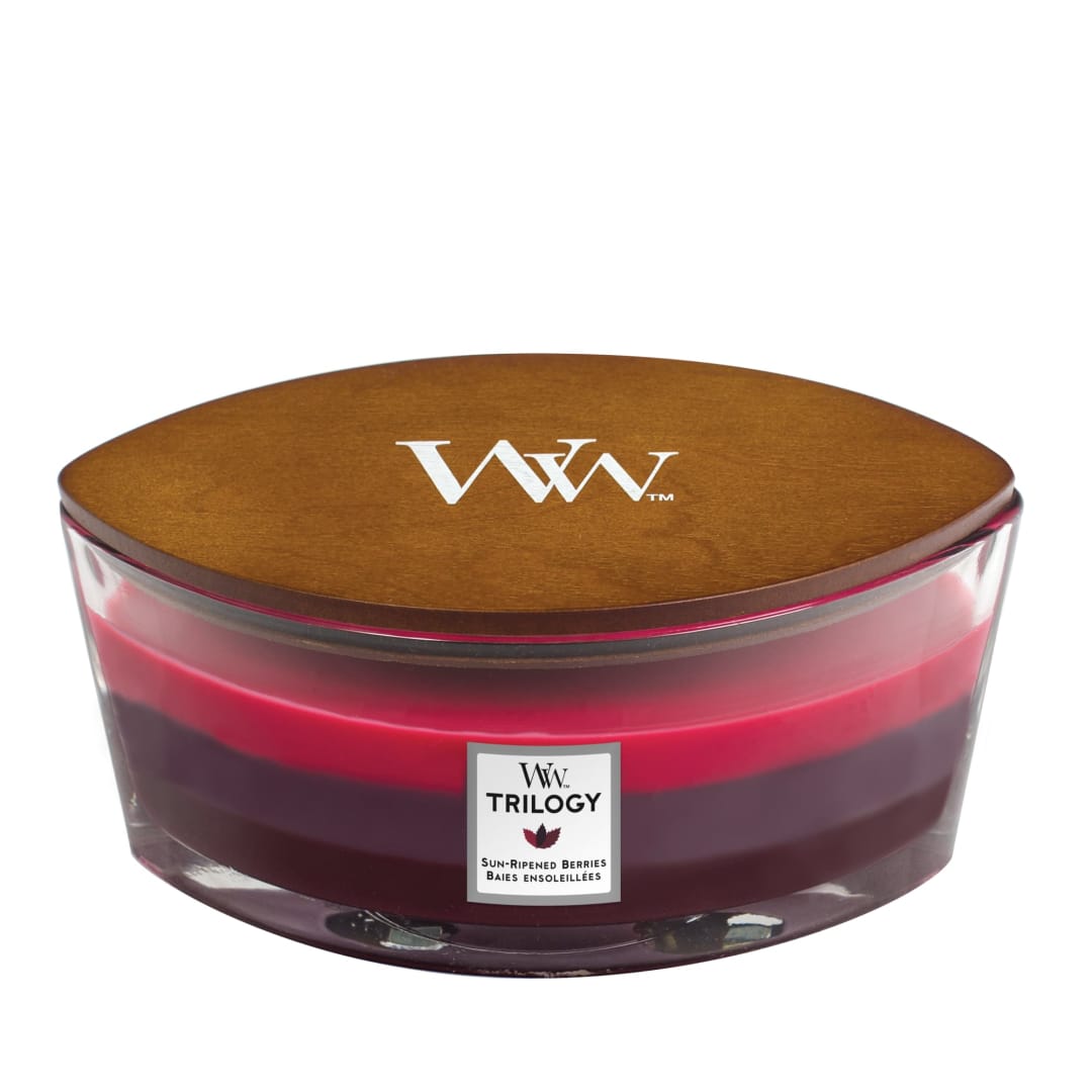WoodWick® Ellipse Trilogy Scented Candle | Sun Ripened Berries | with Crackling Wick | Burn Time: Up to 50 Hours