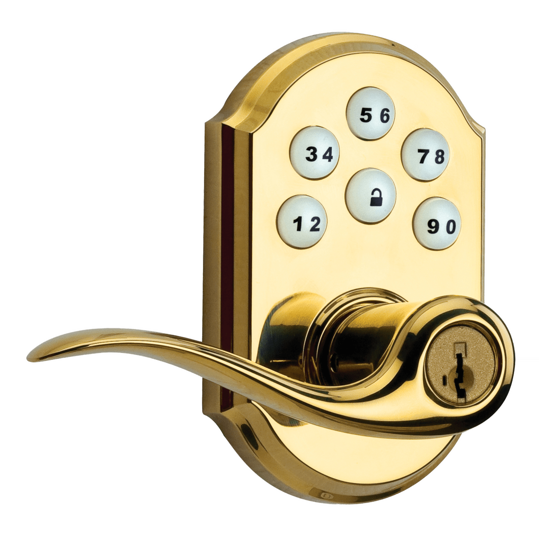 912 SmartCode® Electronic Tustin Lever featuring SmartKey Security™ and ZigBee Technology in Lifetime Polished Brass