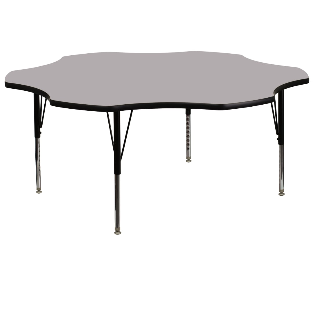 Wren 60'' Flower Grey Thermal Laminate Activity Table - Height Adjustable Short Legs