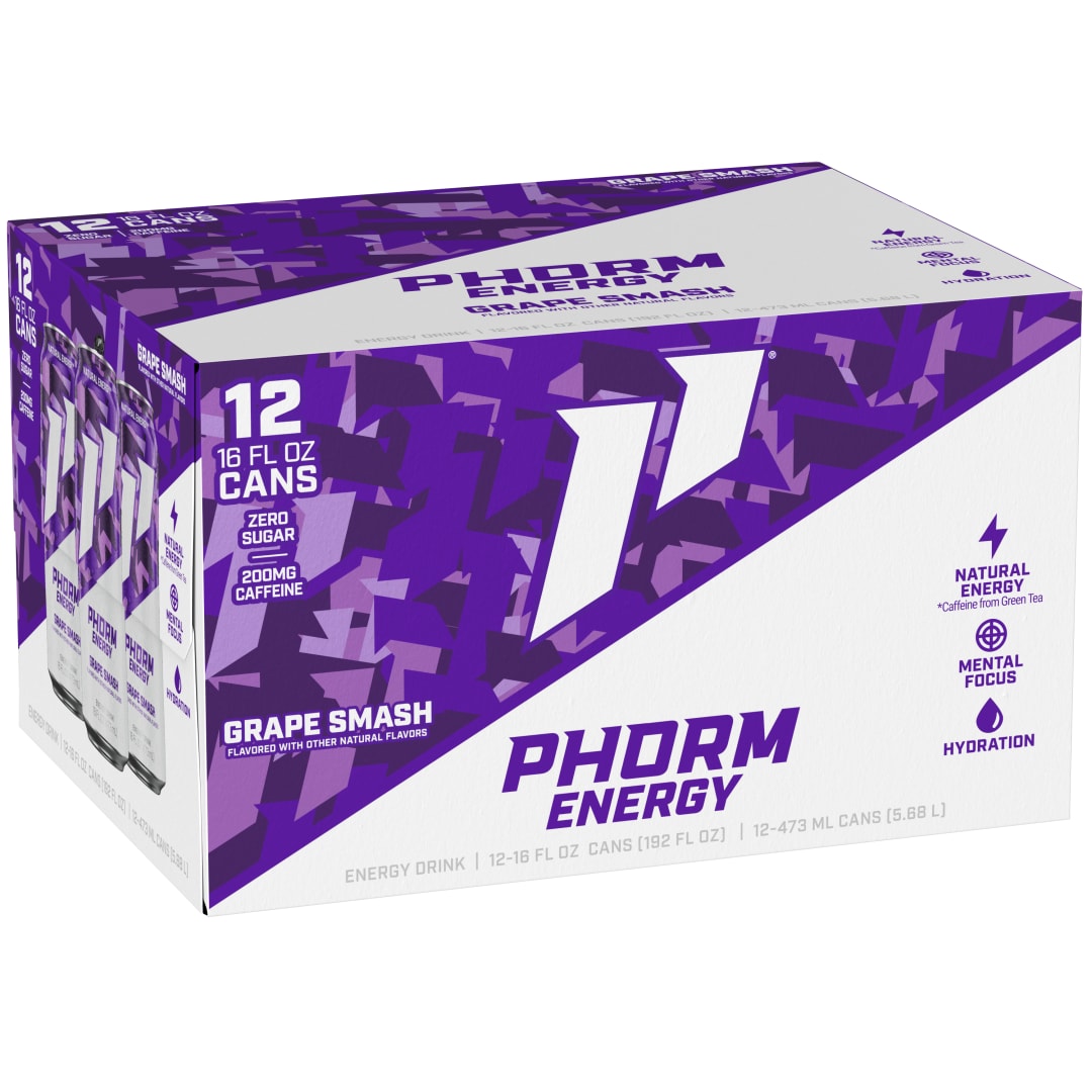Phorm Energy Grape Smash 12 Pack 16 fl oz Can Suitcase