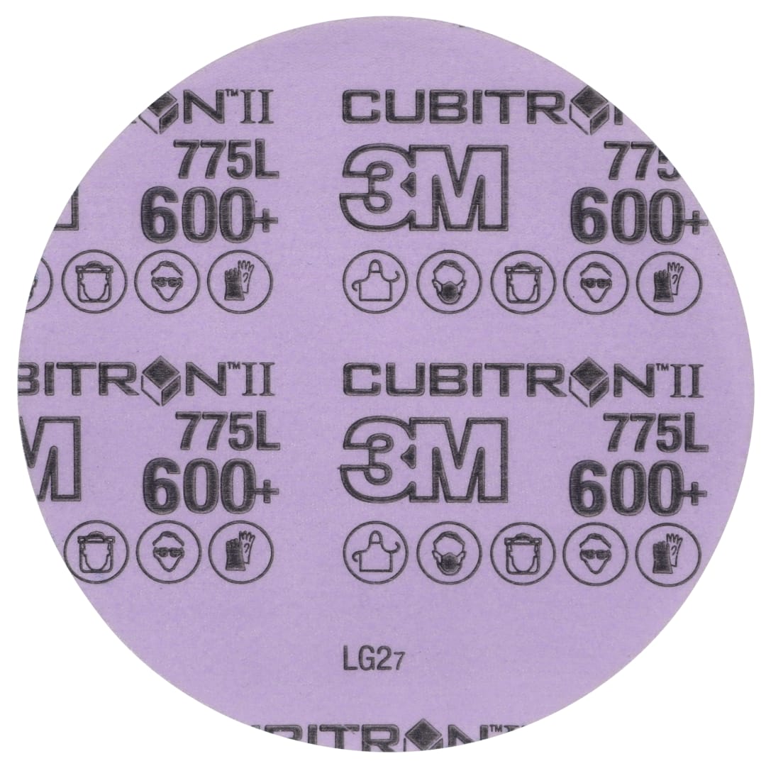 3M™ Cubitron™ II Hookit™ 775L Film Disk, 600+ 3MIL, 127 mm x NH, Die 500X, 50/Carton, 250 ea/Case