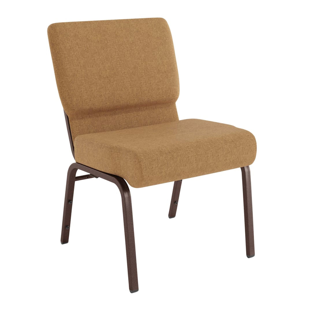HERCULES Series 21''W Stacking Church Chair in Caramel Fabric - Copper Vein Frame