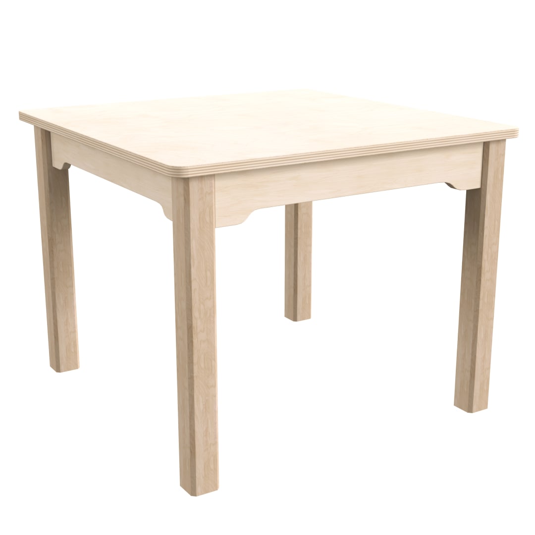 Bright Beginnings Commercial Grade Wooden Square Preschool Classroom Activity Table, (23.5"W x 18"H), Beech