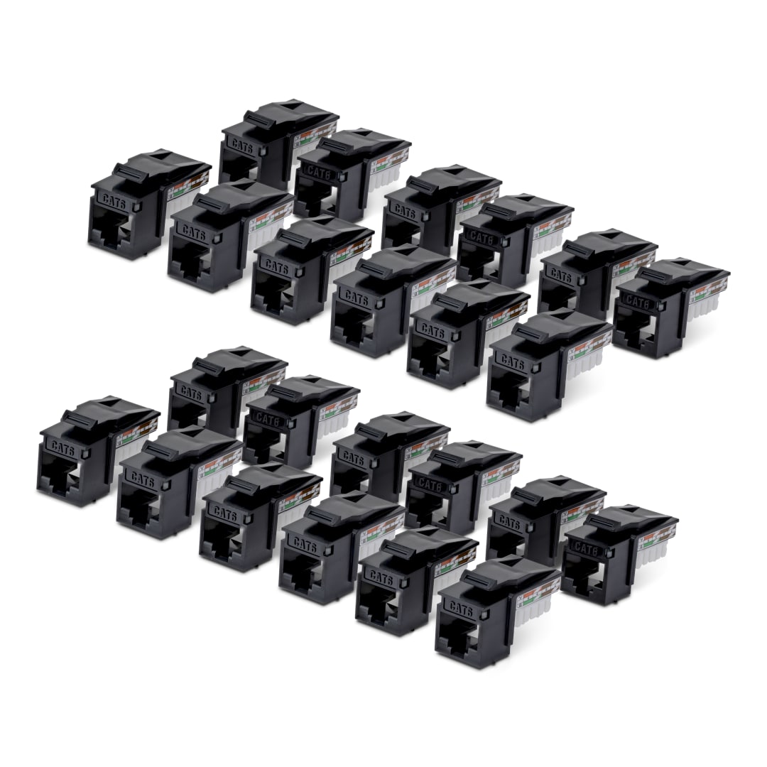 Cat6 UTP 110 Style 90 Degree Punchdown Keystone Black 10pk